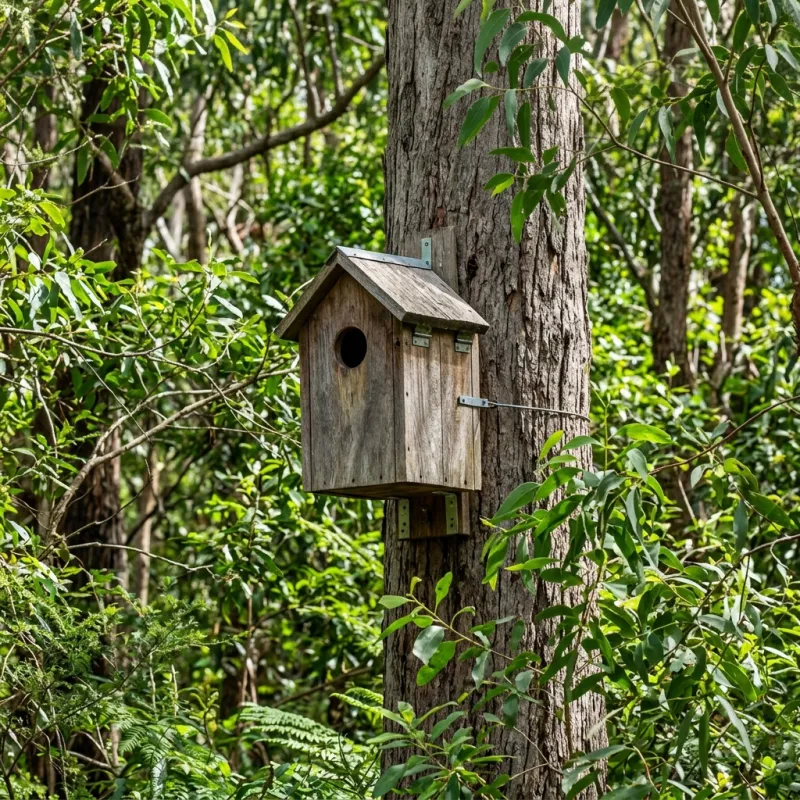 Animal nesting box installed as a humane alternative to a Red Hill roof cavity