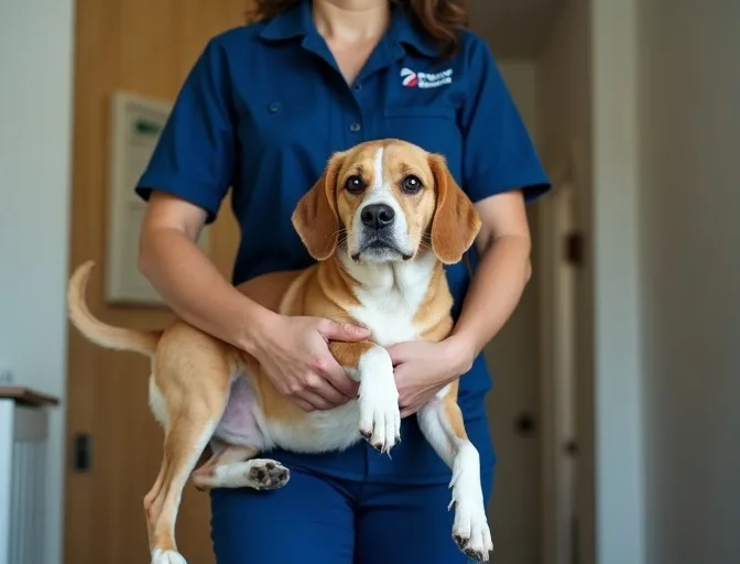 Technician respectfully transporting a deceased dog in Red Hill